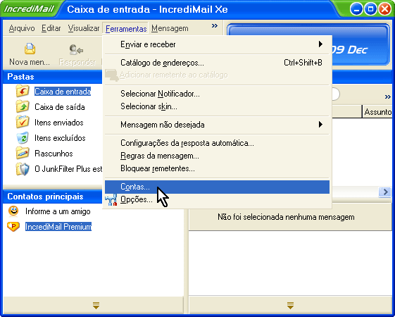Configurando o e-mail no Incredimail - Passo 1