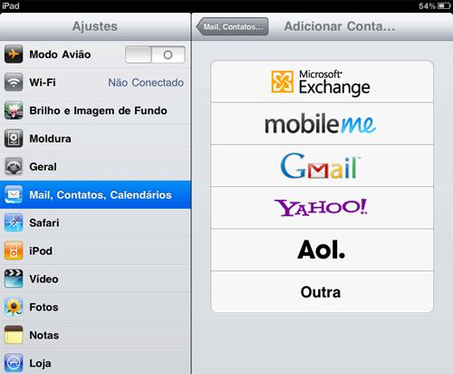 Configurando sua conta de e-mail no iPad via POP3 - Passo 3