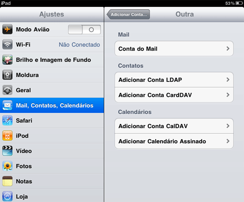 Configurando sua conta de e-mail no iPad via POP3 - Passo 4