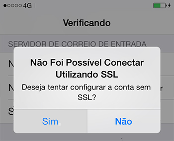 Instruções para configuração do e-mail no iPhone com iOS - Passo 8