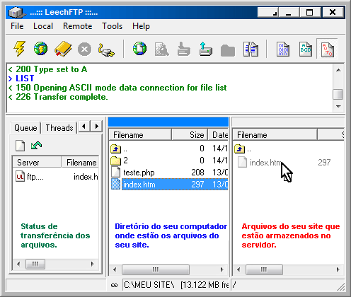 Configurando o acesso FTP no LeechFTP - Passo 7