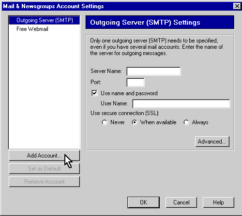 Configurando sua conta de e-mail no Netscape Mail via POP3 - Passo 2
