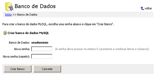 Instruções de como criar seu banco MySQL - Passo 2