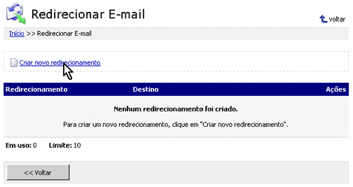 Redirecionando todos os e-mails entregues de uma conta - Passo 2