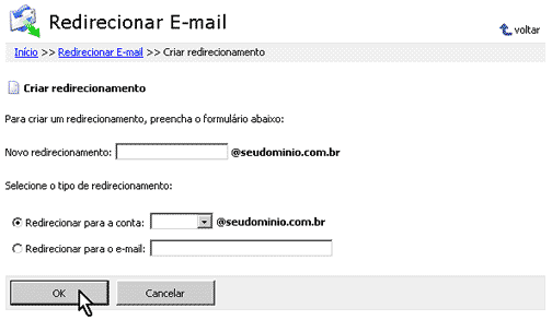 Redirecionando todos os e-mails entregues de uma conta - Passo 3