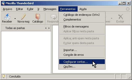 Configurando o e-mail no Thunderbird via POP3 - Passo 1
