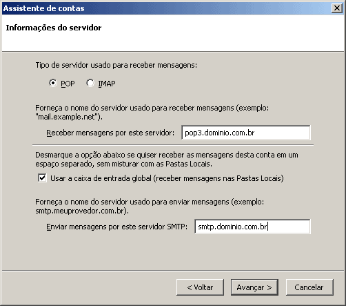 Configurando o e-mail no Thunderbird via POP3 - Passo 5