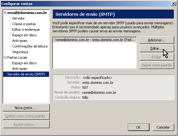 Configurando o e-mail no Thunderbird via POP3 - Passo 9