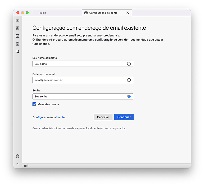 Passo 2 - Thunderbird com para Mac IMAP