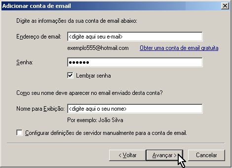 Configurando sua conta de e-mail no Windows Live Mail via POP3 - Passo 4